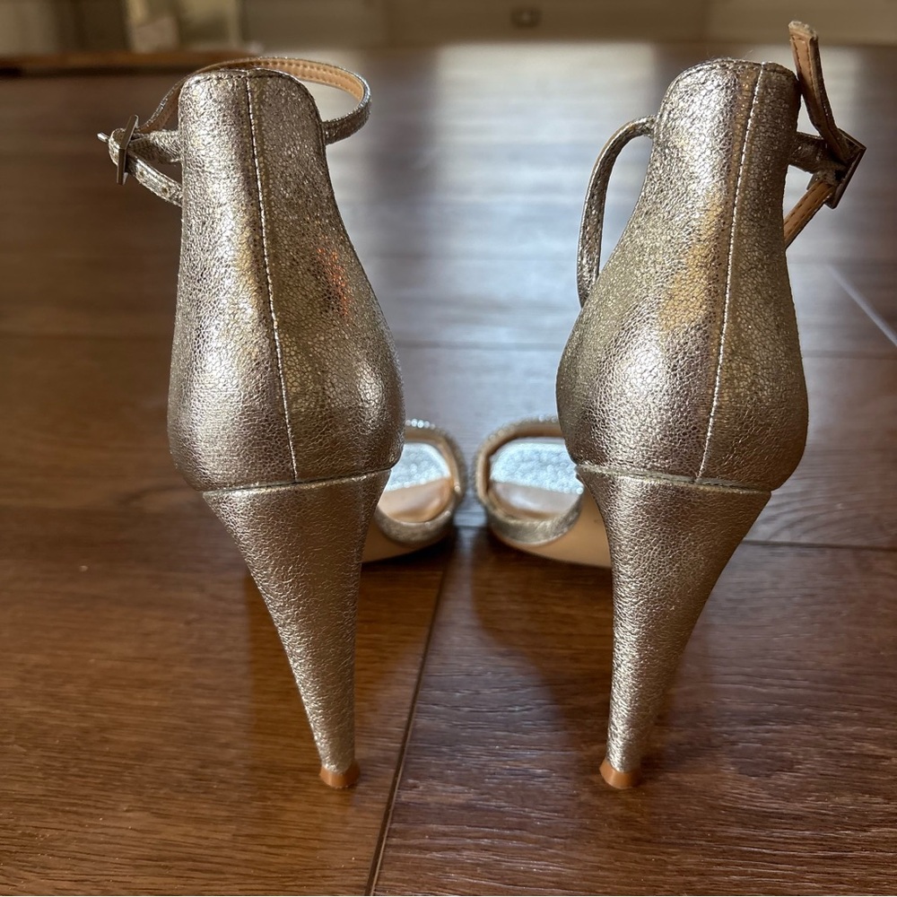Badgley Mischka Silver Ankle Strap Heels - Picture 5 of 6